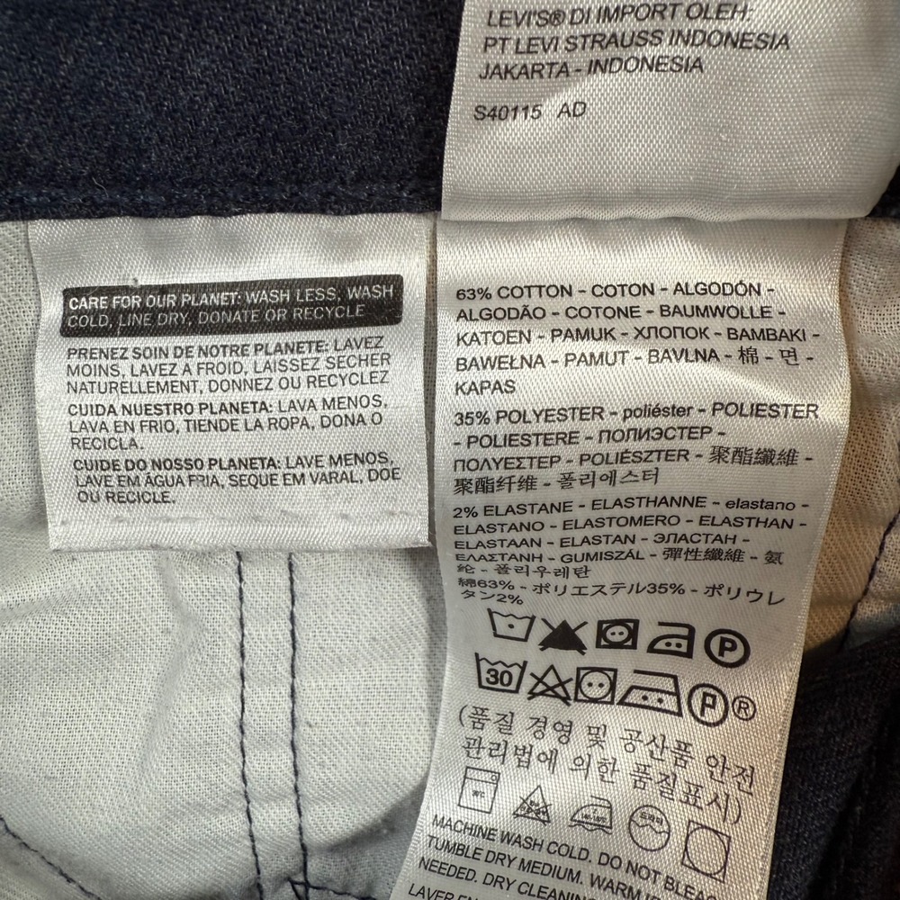 Levi's 511 Mens 31x32 Dark Wash Slim Fit Pants Cotton Polyester Blend - Picture 7 of 10